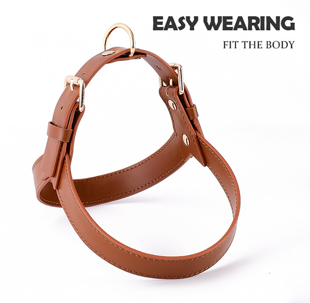Leather Harness And Leash Set For Dogs GROOMY