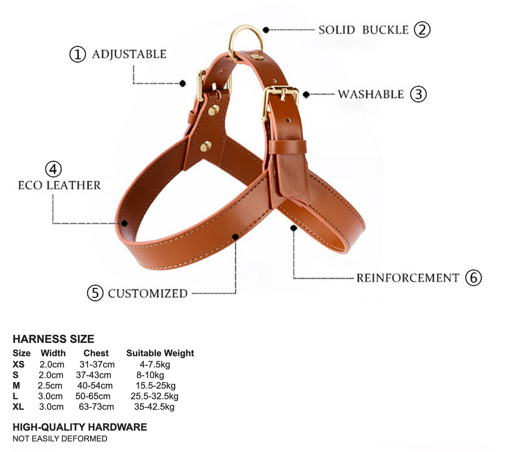 Leather Dog Harness & Leash Set GROOMY