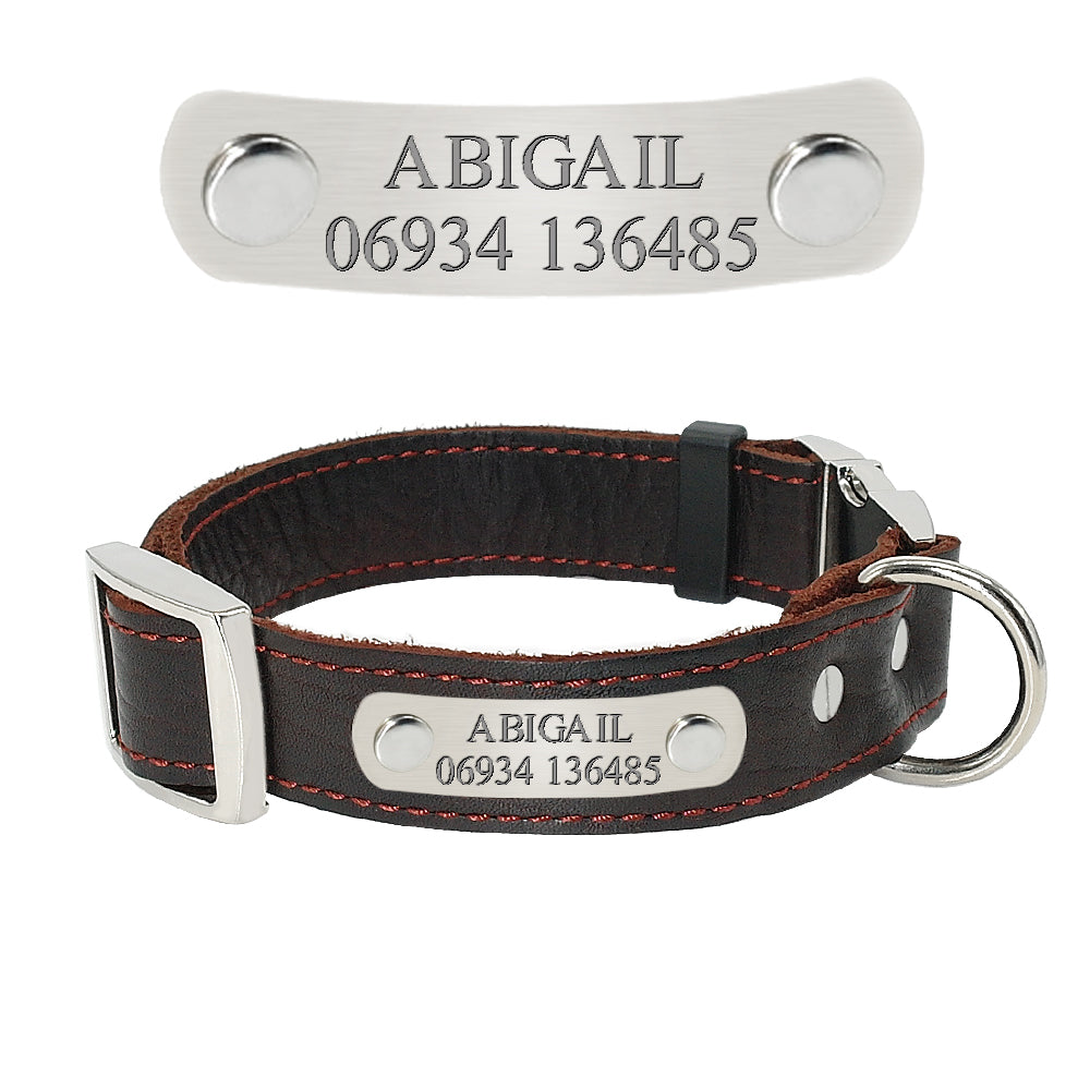 Customized Genuine Leather Dog Collar - Engrave Your Pet's ID GROOMY Pet Supplies Store