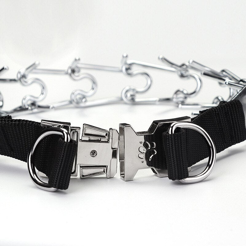 Pit Bull-Collar de perro con engranaje de Metal para entrenamiento de Pastor Alemán, broche de liberación rápida, hebilla chapada para mascotas GROOMY