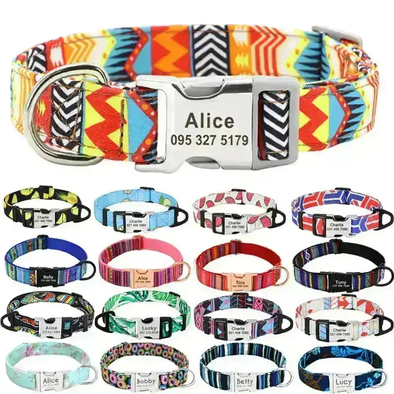 Personalized Dog Collar w/ Patterns - Engrave Your Pet's ID GROOMY