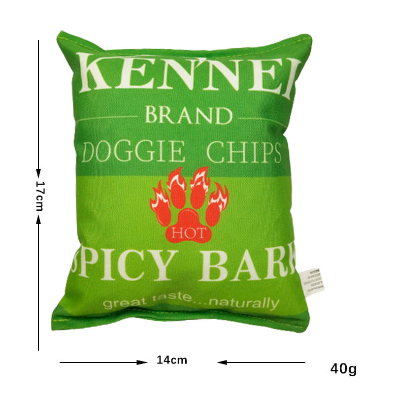 Potato Chip Bag Pet Plush Toy With Squeaker GROOMY