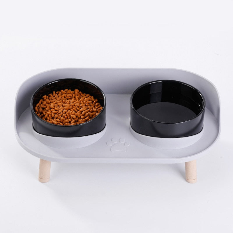NEW Double Cat Bowl Dog Bowl Pet Feeding Water Bowl Cat Puppy Feeder Product Supplies Pet Food And Water Bowls For Dogs GROOMY
