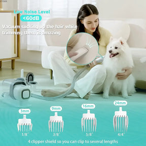 Pet Grooming Kit Vacuum Dog Grooming Clippers Pet Hair Remover with Powerful 2.3L Large Suction & Low Noise Pet Hair Clipper Kit GROOMY