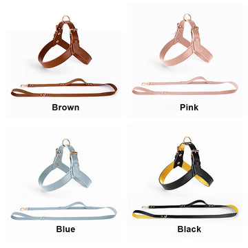 Leather Harness And Leash Set For Dogs GROOMY