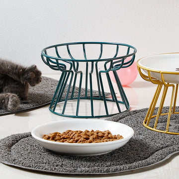 Ceramic Trendy and Raised Pet Bowl for Cats and Dogs GROOMY