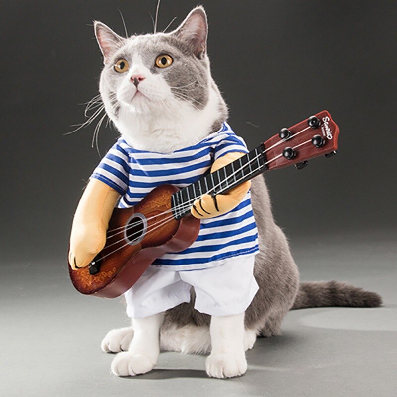 Pet Guitar Costume Dog Costumes Guitarist Player Halloween Christmas Cosplay Party Funny Cat Apparel Pet Festival Costume GROOMY Pet Supplies Store