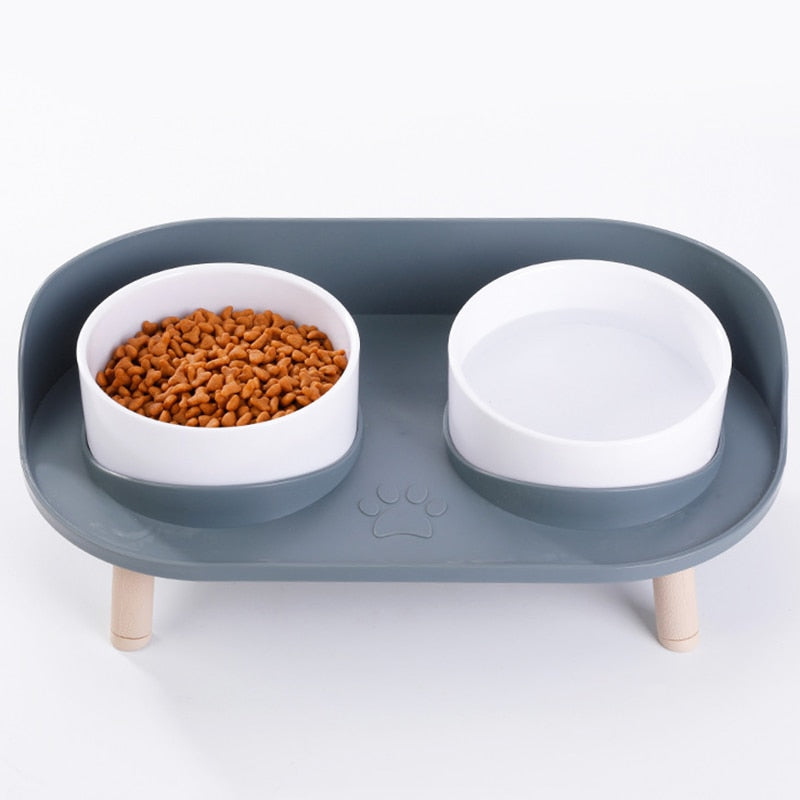 NEW Double Cat Bowl Dog Bowl Pet Feeding Water Bowl Cat Puppy Feeder Product Supplies Pet Food And Water Bowls For Dogs GROOMY