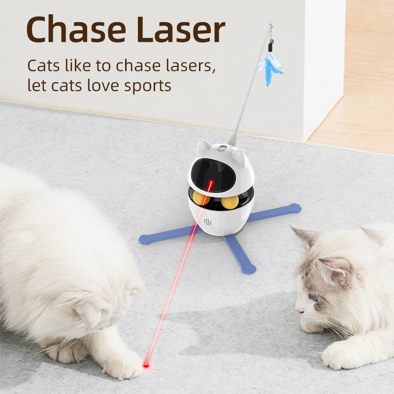 3-In-1 Interactive Cat Laser Toys With Feather Attachments GROOMY