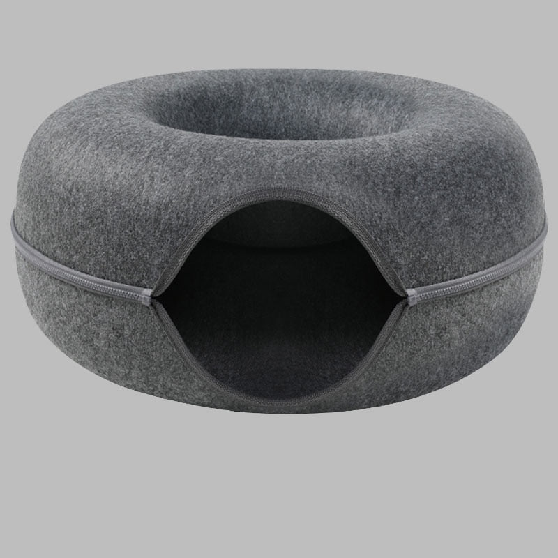 Donut Pet Cat Tunnel Interactive Play Toy Cat bed Dual Use Ferrets Rabbit Bed Tunnels Indoor Toys Cats House Kitten Training Toy GROOMY