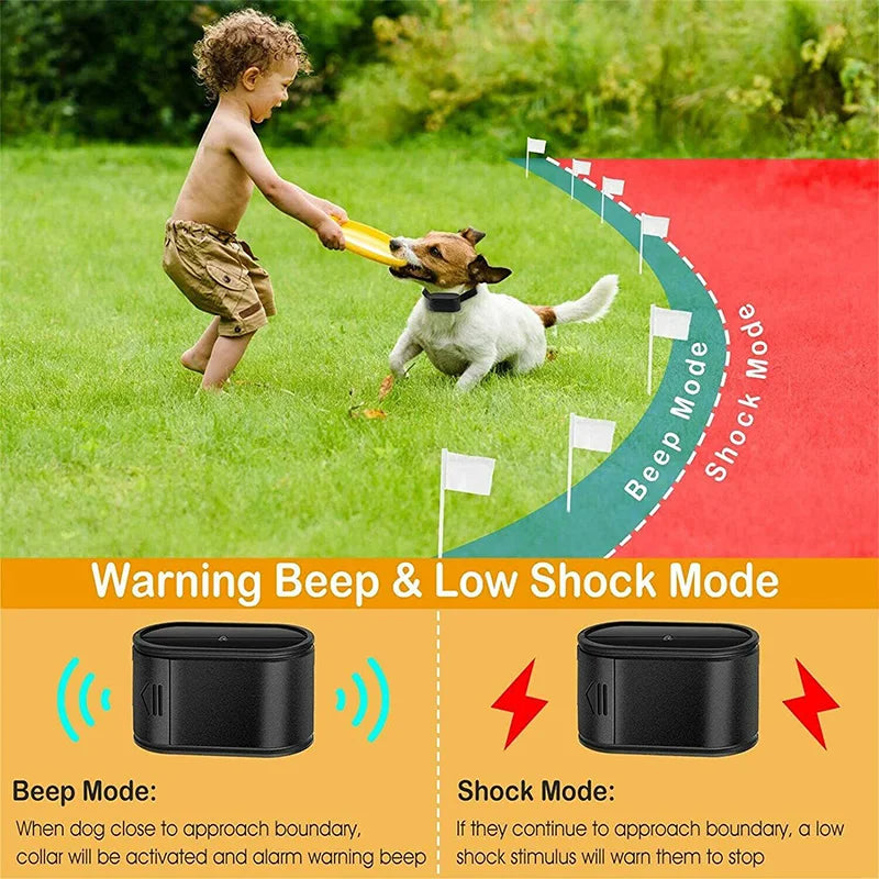 Invisible Wireless Electric Dog Fence System Outdoor Dog Training Remote Control Beep Dog Shock Collar Electric Pet Fence GROOMY