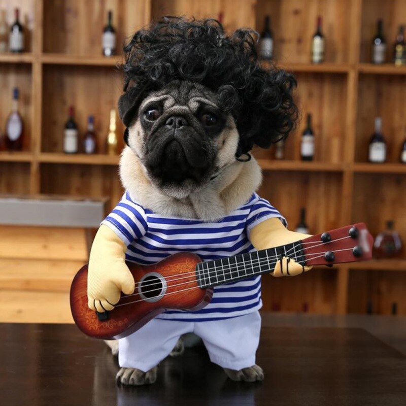 Pet Guitar Costume Dog Costumes Guitarist Player Halloween Christmas Cosplay Party Funny Cat Apparel Pet Festival Costume GROOMY Pet Supplies Store