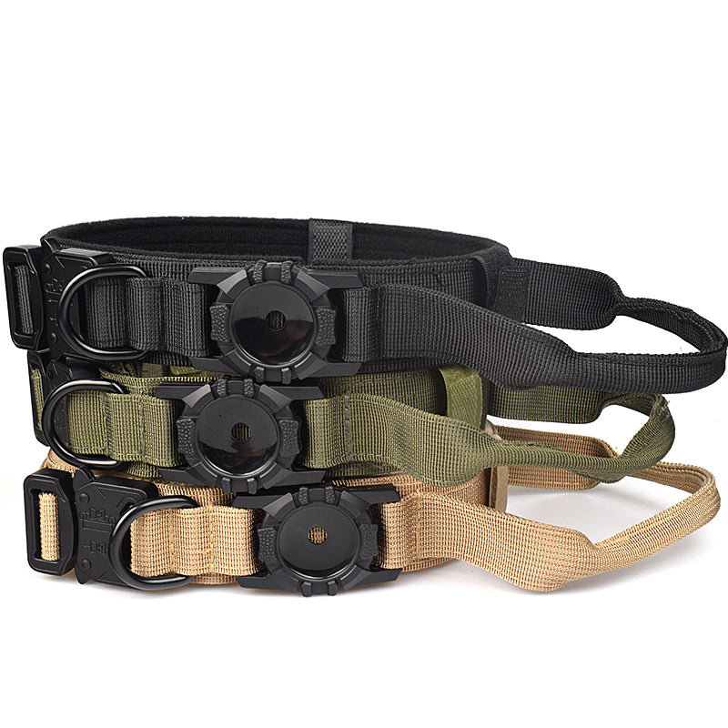 AirTag Dog Collar with Tactical Handle GROOMY