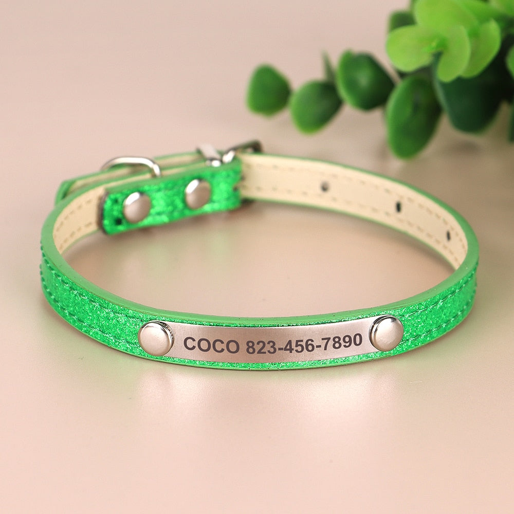 Anti-lost Cat ID Collar Personalized Puppy Cat Collars Necklace Free Engraved ID Name Tag For Kitten Cats Small Dogs Bling GROOMY