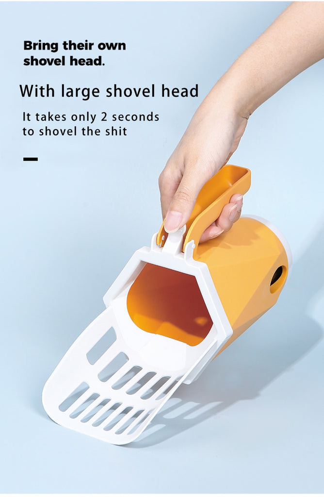 Cat Litter Scoop Integrated Detachable Deep Cat Litter Shovel with Built in Bag Holder,Cat Toilet Clean Tool with 15 Poop Bags GROOMY
