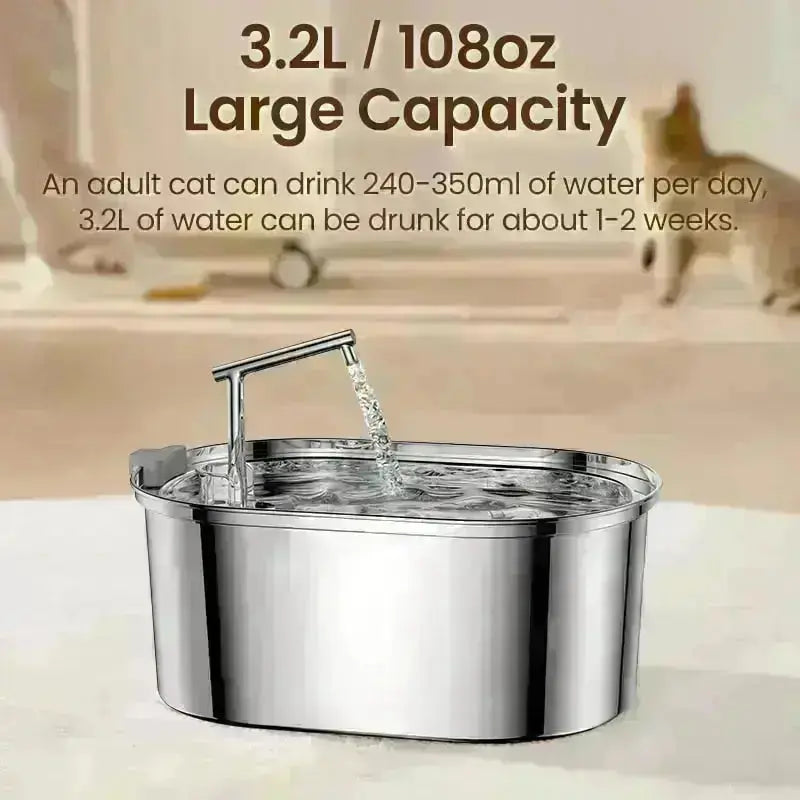 Stainless Steel Cat Water Fountain GROOMY