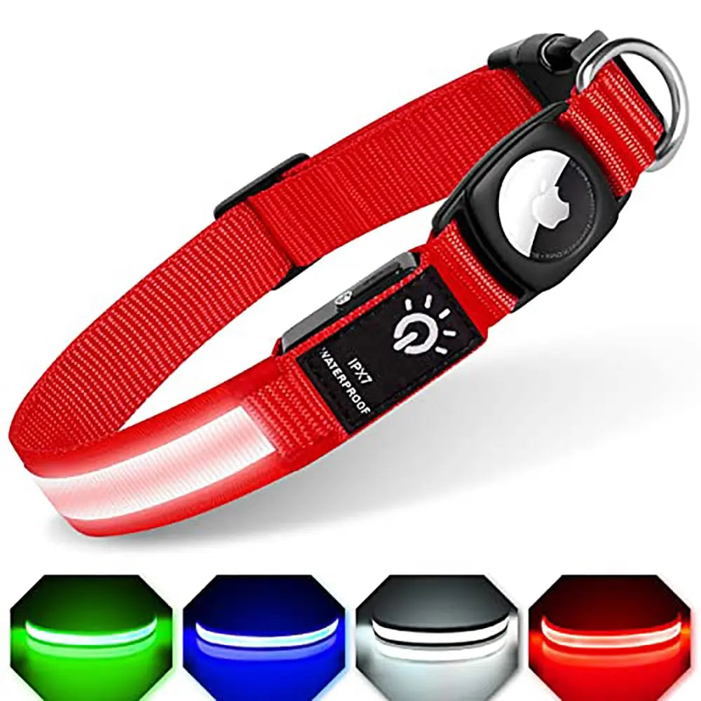 Quick Release Dog Collar w/ AirTag Holder & LED Light | GROOMY