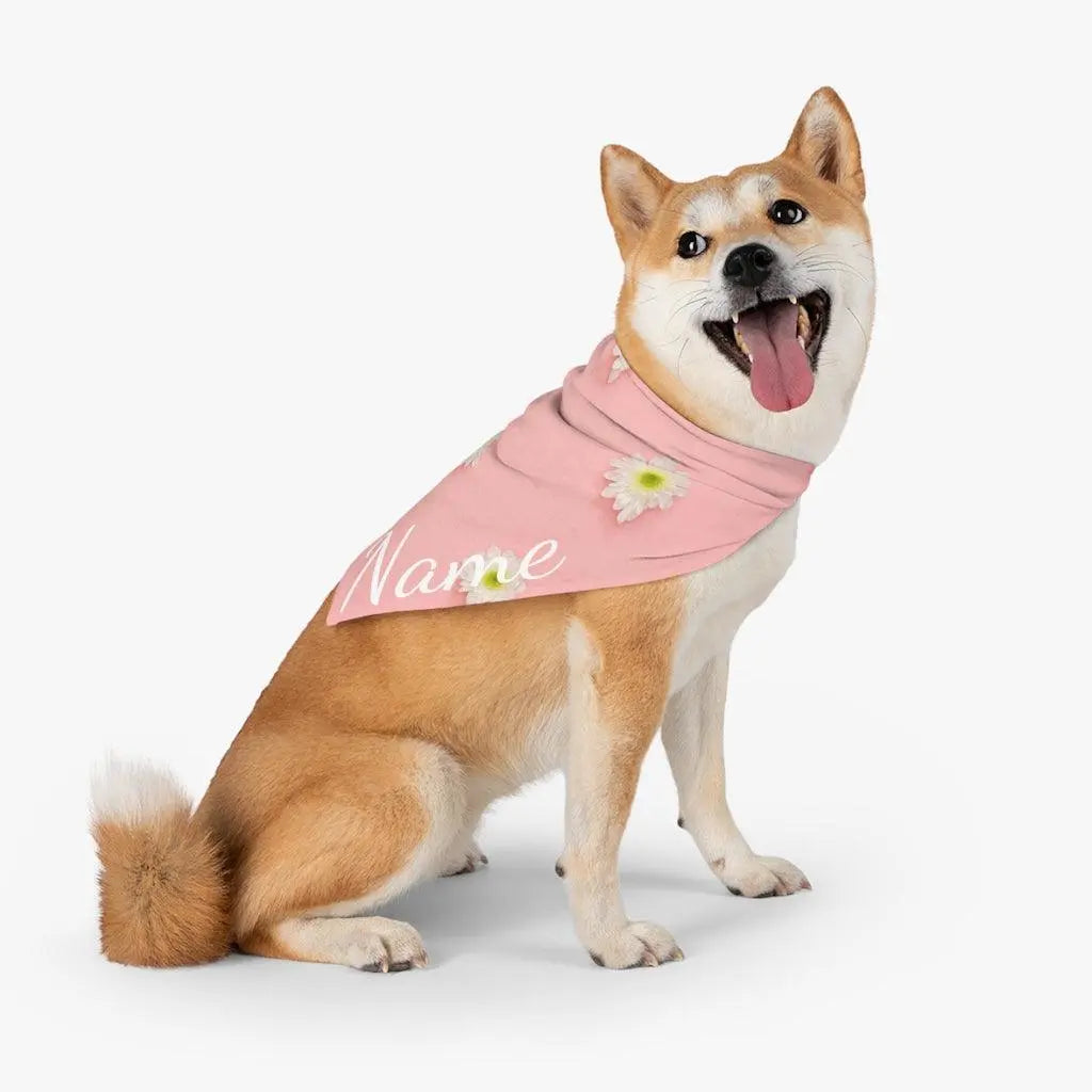 Custom Dog Bandana - Pink Flowers Patterns GROOMY