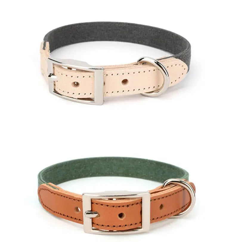 Custom Dog Leather Collar - Two Colored Design GROOMY