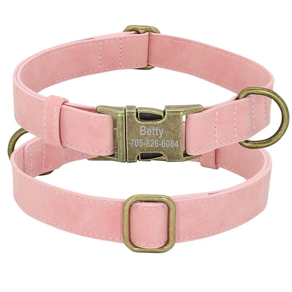 Custom Leather Collar with Buckle - Engrave Your Pet's ID GROOMY
