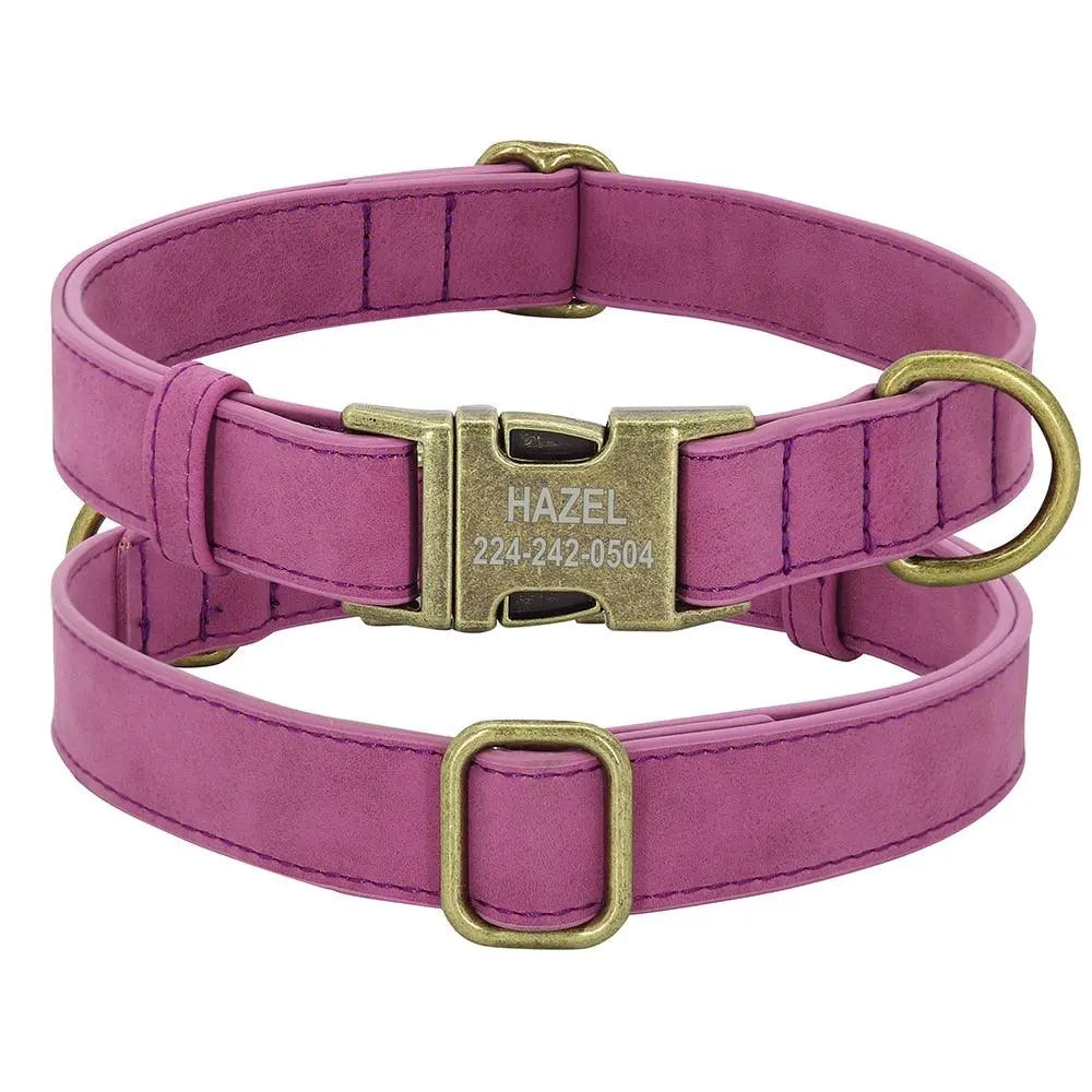 Custom Leather Collar with Buckle - Engrave Your Pet's ID GROOMY