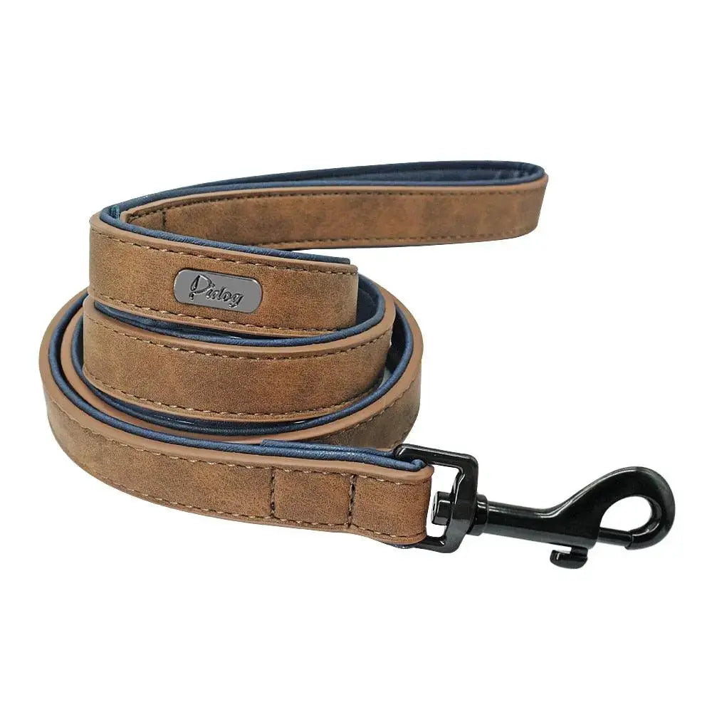 Dog Leather Leash - Set of Stylish Collar GROOMY