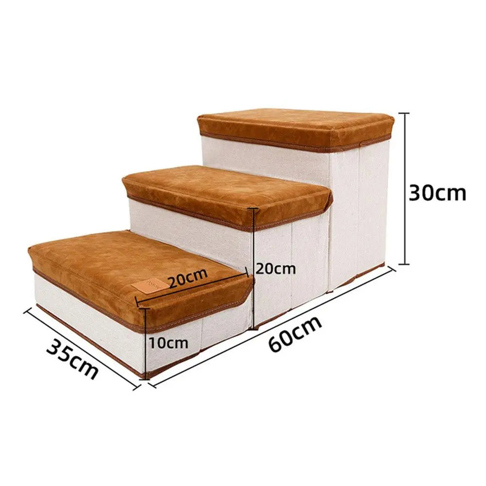 Dog Steps Stairs for High Bed Couch Sofa with 3 Storage Boxes GROOMY
