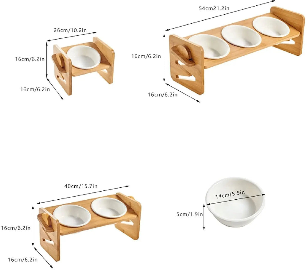 Elevated Ceramic Dog Bowls w/ Adjustable Stand | GROOMY