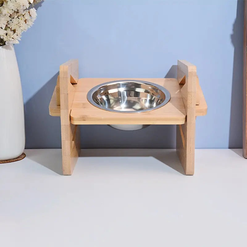 Elevated Dog Bowls w/ Adjustable Stand - Stainless Steel GROOMY