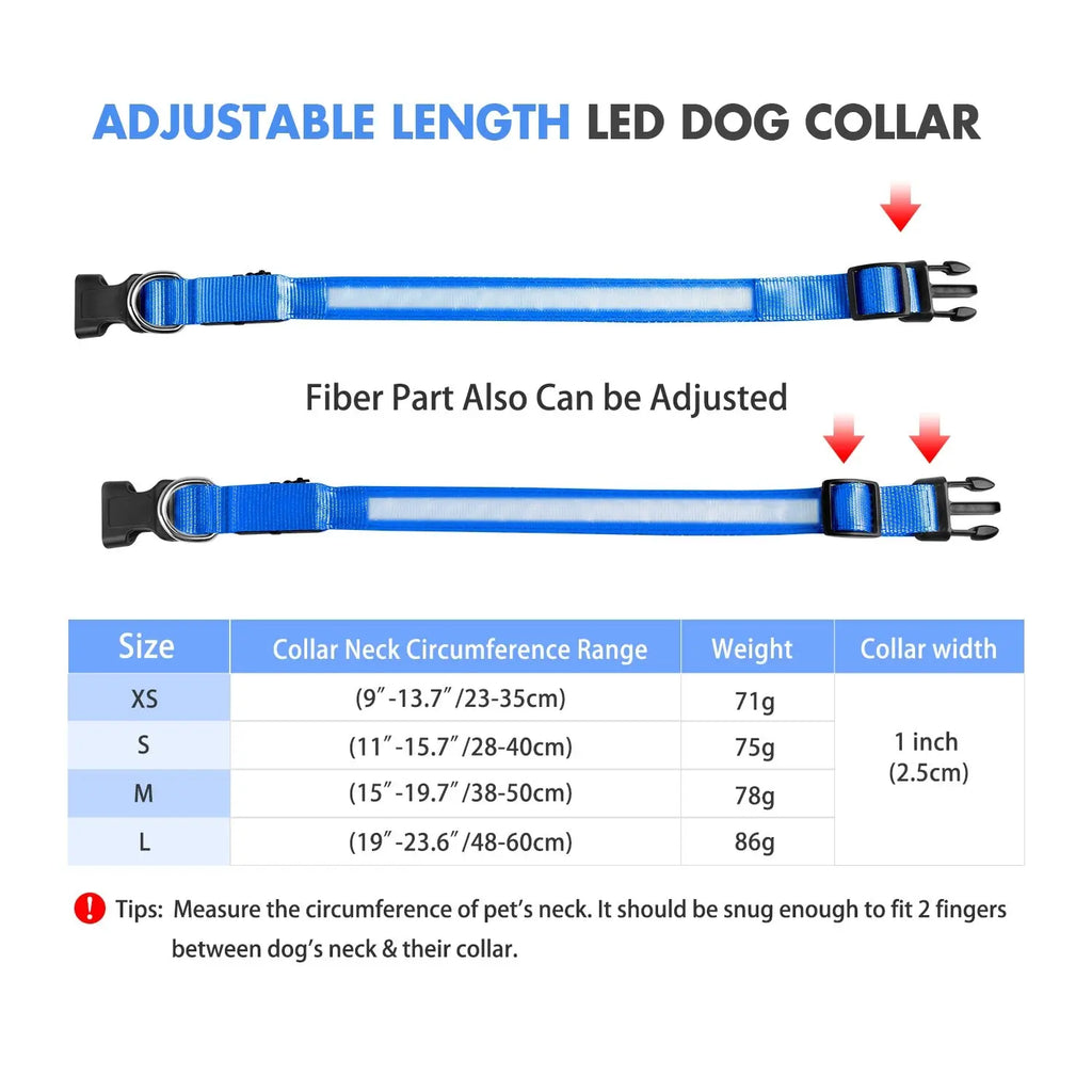 Light Up Dog Collar - Waterproof & Quick-Release Buckle GROOMY