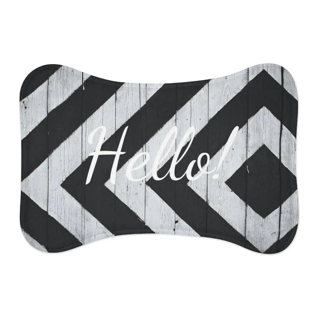 Personalize Pet Food Mat - Black & White Patterns GROOMY