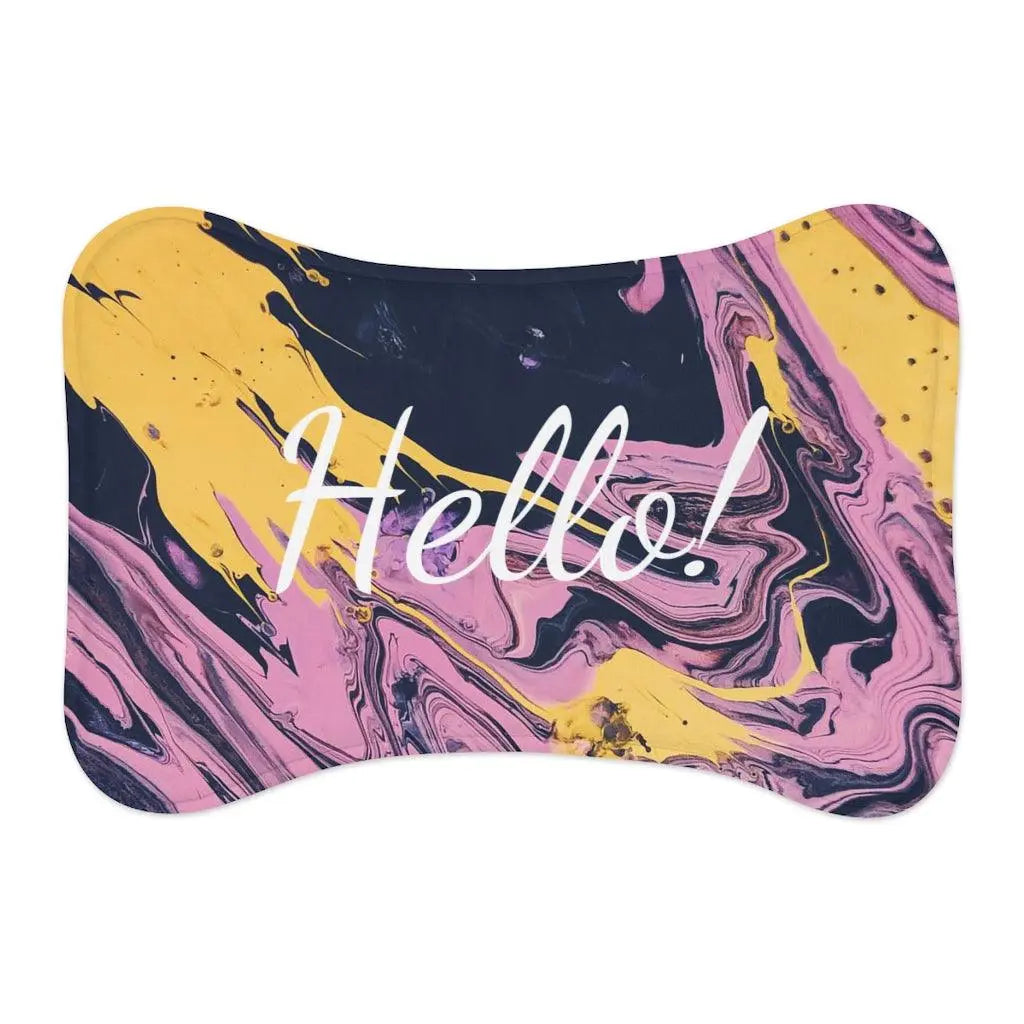 Personalize Pet Food Mat - Pink & Yellow Patterns GROOMY