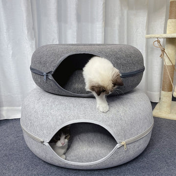 Donut Pet Cat Tunnel Interactive Play Toy Cat bed Dual Use Ferrets Rabbit Bed Tunnels Indoor Toys Cats House Kitten Training Toy GROOMY