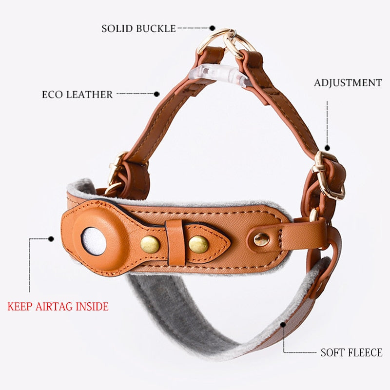 Collier de chien pour Apple AirTag original, collier de chien en cuir  véritable pour tracker de localisation, dispositif anti-perte pour animaux  de