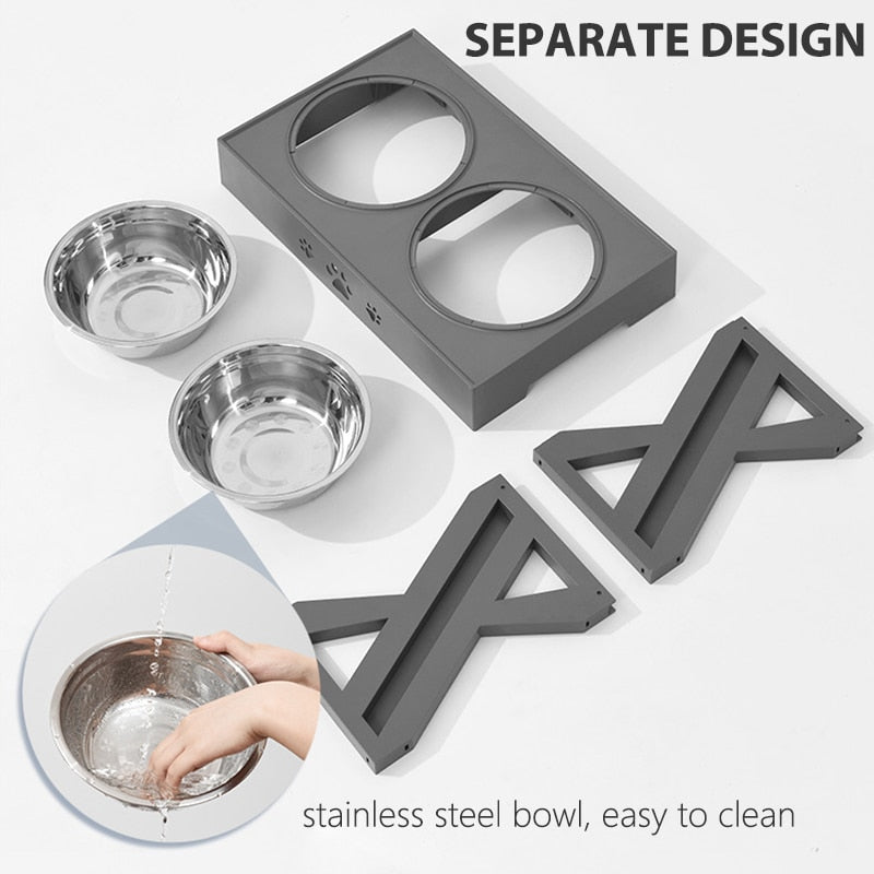 Elevated Stainless Steel Bowl + Adjustable Stand - Style B GROOMY