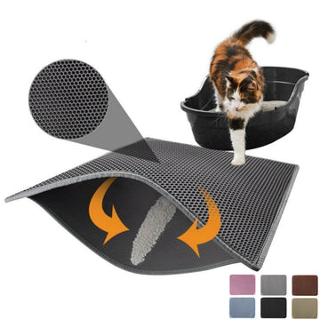 Pet Cat Litter Mat Waterproof EVA Double Layer Cat Litter Trapping Pet Litter Box Mat Clean Pad Products For Cats Accessories GROOMY