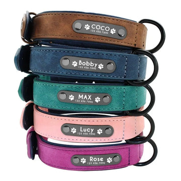 Stylish Dog Leather Collar - Engrave Your Pet's ID GROOMY
