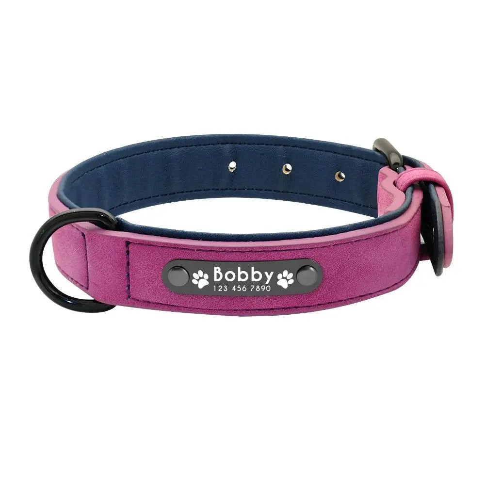 Stylish Dog Leather Collar - Engrave Your Pet's ID GROOMY